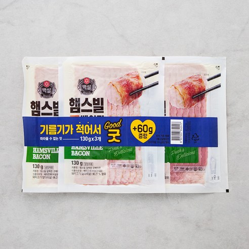 CJ제일제당 햄스빌 굿베이컨, 130g, 3개