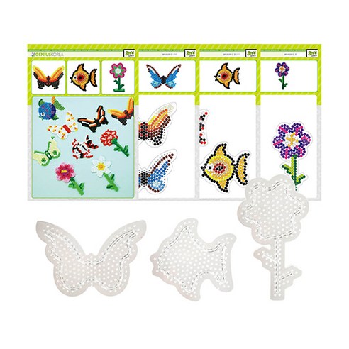 지니비즈 멀티 모양판 5 나비 + 물고기 + 꽃 + 패턴지묶음 DIY 키트, 1세트