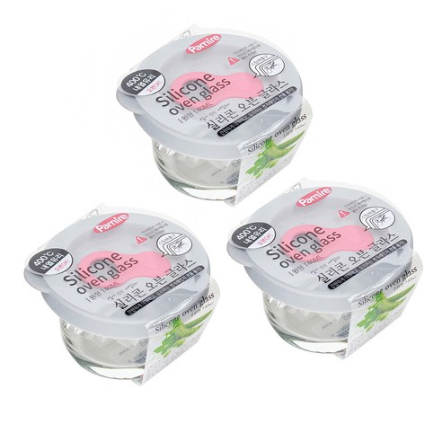 레벤쿠첸 실리콘 오븐 글라스 밀폐용기 원형, 3개, 원형 140ml x 3p