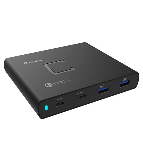 버바팀 113W 4포트 멀티 고속충전기 QC 3.0, 블랙, 1개