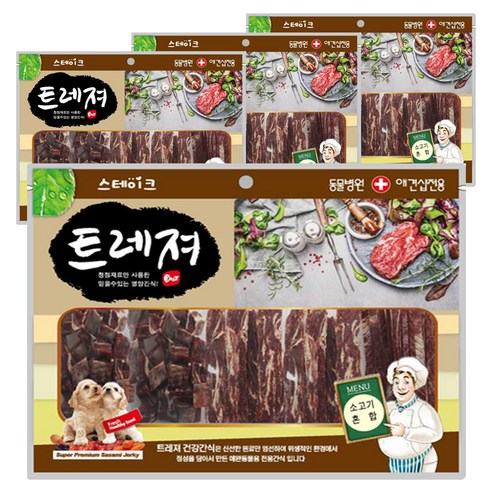 트레져 소고기혼합 강아지 육포 400g 랜덤 발송, 소고기맛, 4개