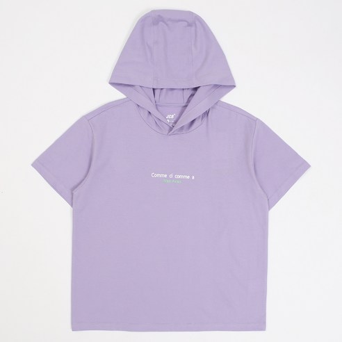 제이씨비 주니어용 냉감 소재 레터링 나염 후드 반팔 티셔츠 P350