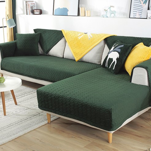 알럽홈 소프트벨벳 논슬립 쇼파패드, 베이직그린