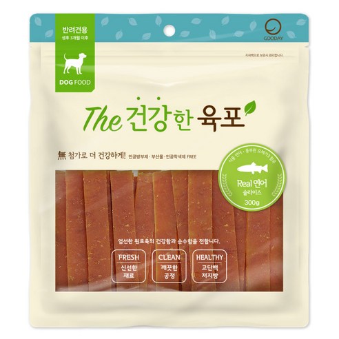 굿데이 더건강한육포 강아지간식 300g, 리얼 연어 맛, 1개
