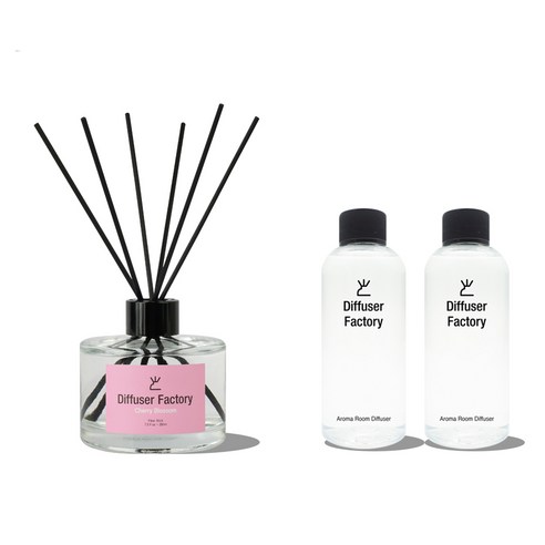 디퓨저팩토리 아로마 디퓨저 200ml + 리필 200ml x 2p, 체리블러섬