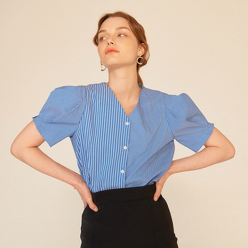 엽페 여성용 STRIPE PUFF SHIRTS