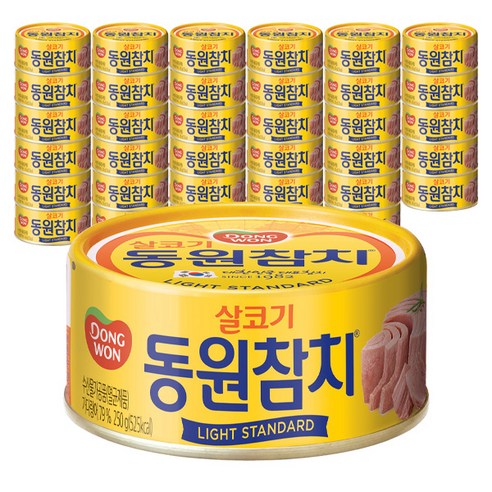 동원 라이트 스탠다드 참치 원터치 통조림, 250g, 36개