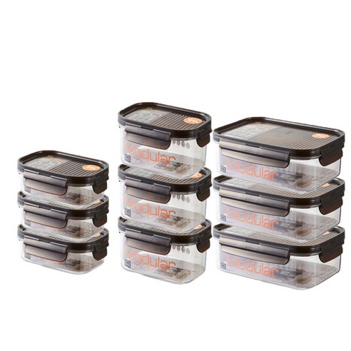 락앤락 비스프리 모듈러 밀폐용기 세트 260ml x 3p + 450ml x 3p + 910ml x 3p, 1세트, 밀폐용기 9p