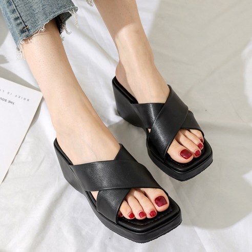 청키 통굽 슬리퍼 8cm