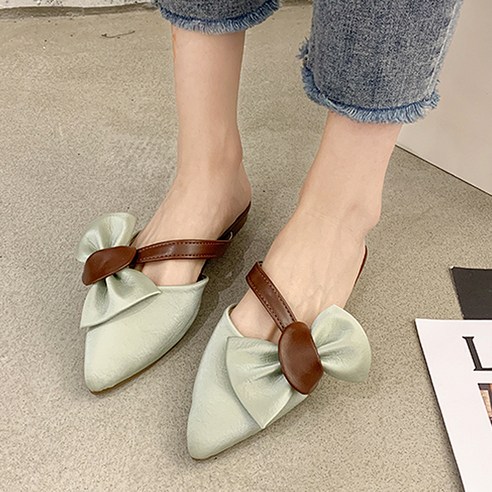 마켓A 여성용 브라운라인 빅리본 스틸레토 블로퍼