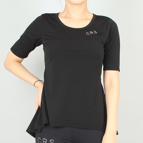 코러스라인 댄스스포츠 반팔 티셔츠 CS19179, 블랙