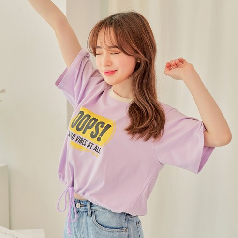 반에이크 오 여성용 웁스 크롭 반팔 티셔츠