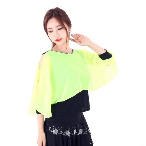 댄스 티셔츠 LDT8700, 형광연두