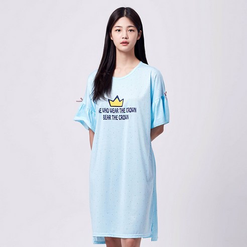 여성용 코코 프릴 반팔 잠옷 원피스