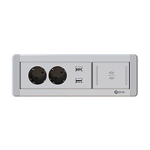 비아이에스 수동 멀티 회전 콘센트 실버 BID-202MW, 1개