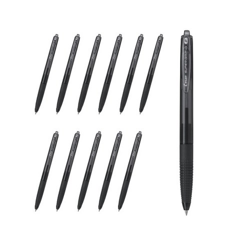 파이롯트 슈퍼그립G 노크식 유성볼펜 0.7mm BPGG-8R-F, 블랙, 12개