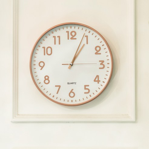 플라이토 입체 원형 인테리어 벽시계 30cm, 로즈골드
