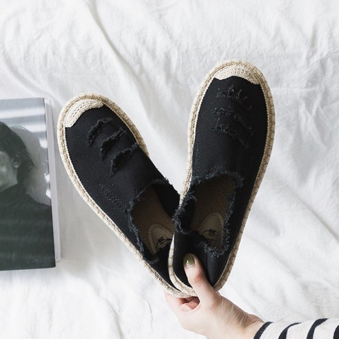 콩 K SHOES 리넨 바닥 빈티지 여름 단화
