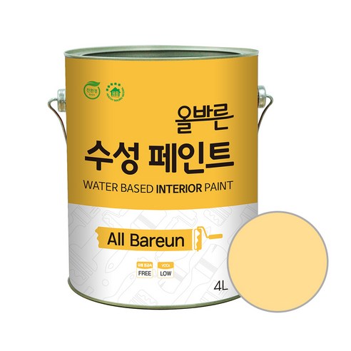 페인트인포 올바른 수성 페인트 4L, 레몬크림, 1개