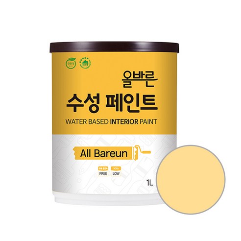 페인트인포 올바른 수성 페인트 1L, 레몬크림