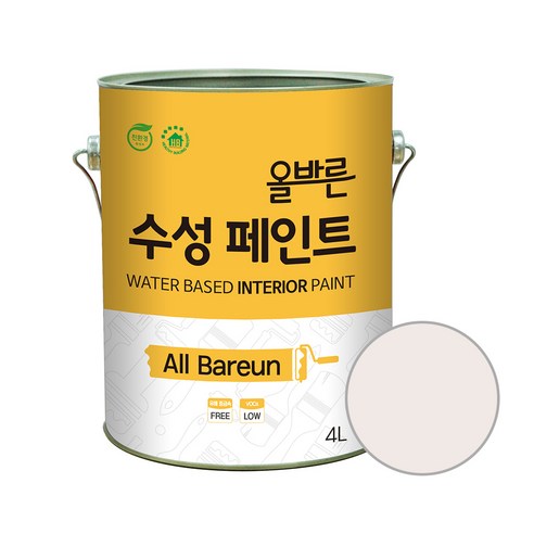 페인트인포 올바른 수성 페인트 4L, 브라이트화이트, 1개