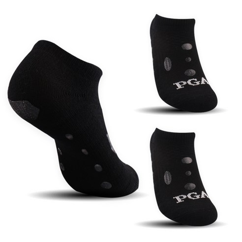 PGA 넌슬립 패드 쿠션 압박 스니커즈 골프양말 PGAM-04 3족, 블랙, 3개