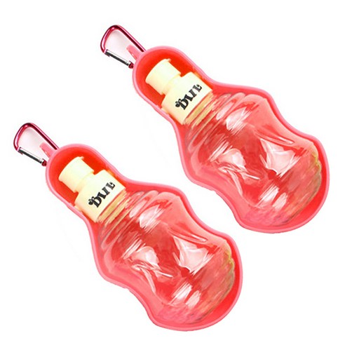 블럭마트 베이직 휴대용 반려동물 물병 250ml, 레드, 2개