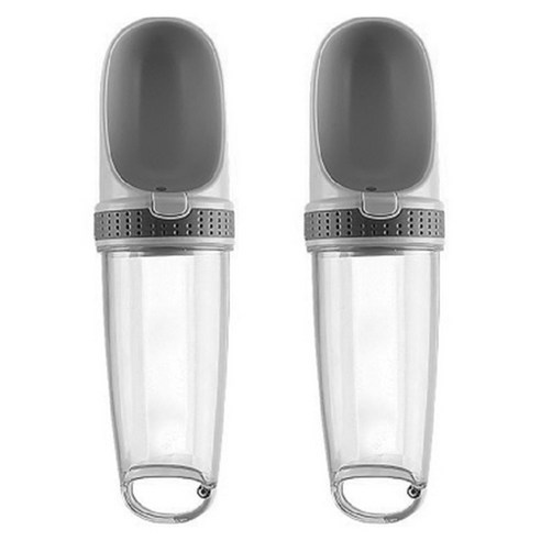 블럭마트 슬림 휴대용 반려동물 물병 350ml, 그레이, 2개