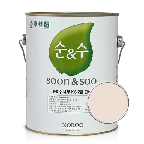 노루페인트 순앤수 KS 2급 벽지 벽면용 수성페인트 4L, 오트밀04 (NR7043)