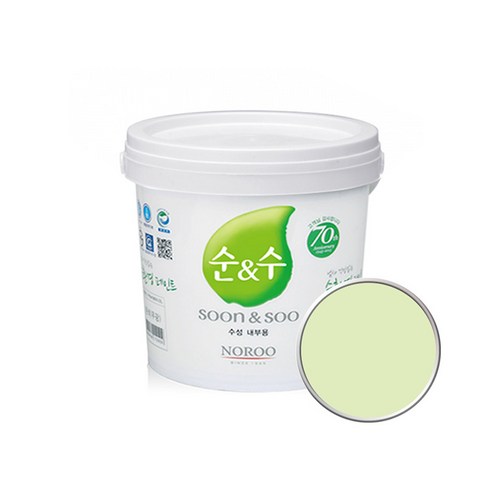 노루페인트 순앤수 KS 2급 벽지 벽면용 수성페인트 2L, 파스텔그린 (NR4100)