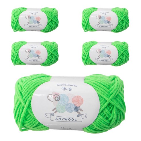 야나 애니울 뜨개실 5p, 208 연두