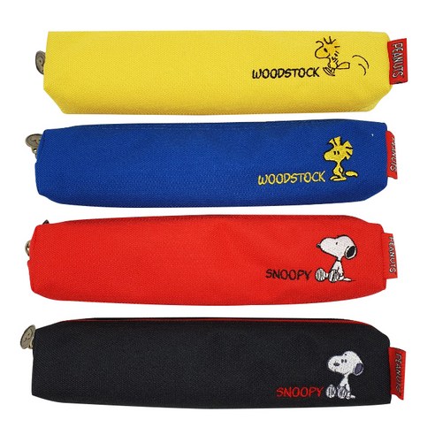 파우치 대지두마리 체크 스트링 파우치 피너츠 스누피 자수필통 소, 랜덤발송, 4개