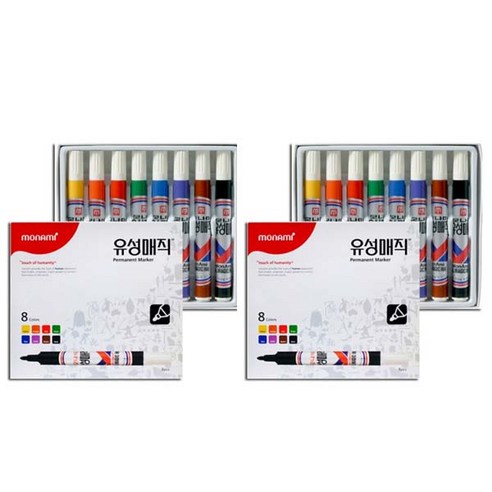 모나미 유성매직 8종 세트, 혼합색상, 2세트