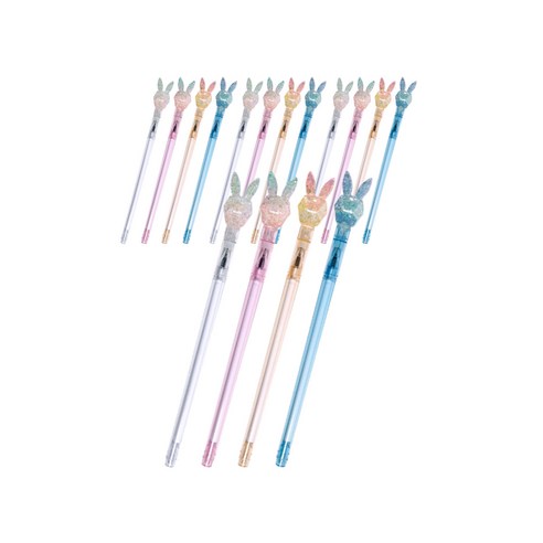 아이비스 블링블링 래빗 보석 주얼리 젤펜 0.5mm CR1512 4종 x 4p, 화이트, 핑크, 옐로우, 블루, 1세트