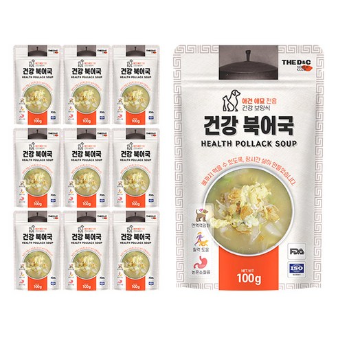 더디앤씨 건강 강아지간식 파우치 100g, 북어국, 10개