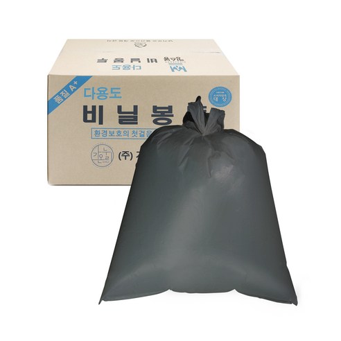 킹스봉 평판형 분리수거 비닐 봉투 검정, 20L, 2500개