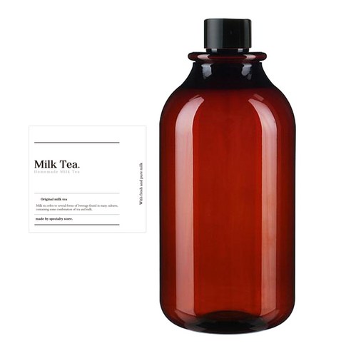 ARB1000 갈색 페트병 1000ml + 검정캡 + 스티커 클래식밀크티, 10세트