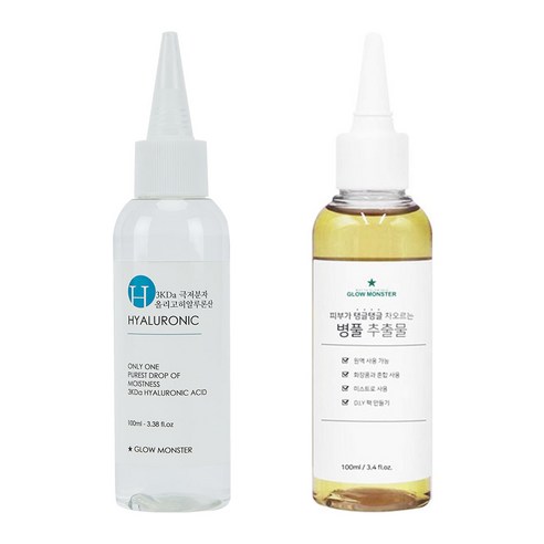 글로우몬스터 병풀 추출물 100ml + 3Kda 올리고 히알루론산 2% 원액 100ml, 단일색상, 1세트
