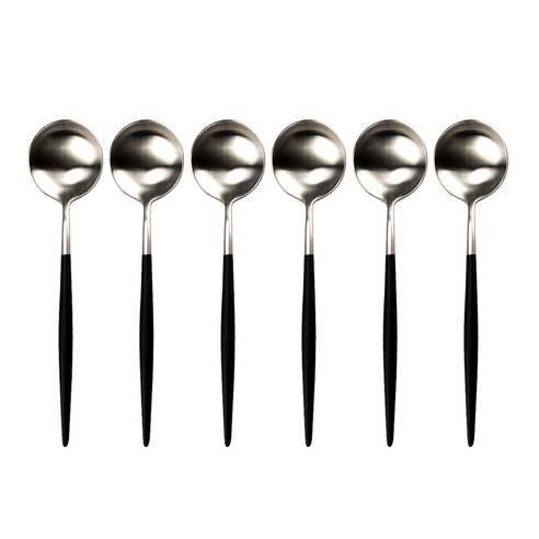 블룸엣홈 큐티러리 디너 스푼, 블랙 + 실버, 6개