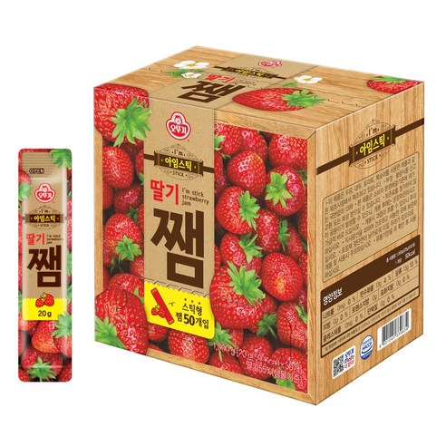 오뚜기 아임스틱 딸기잼, 20g, 50개
