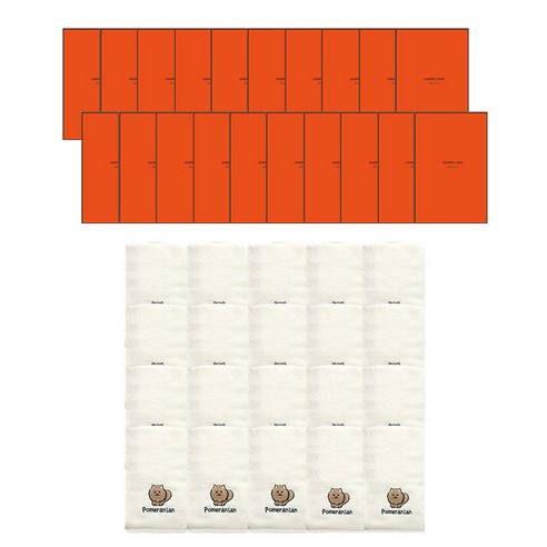 송월타월 큐티퍼피 수건 130g 30수 면사 20p + 케이스 랜덤발송 20p, 포메라니안, 1세트