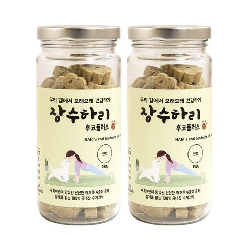 장수하리 후코플러스 강아지 수제간식, 2개, 미역귀 + 톳 혼합맛