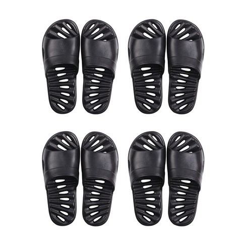 블럭마트 퍼펙트 물빠짐 욕실화 블랙, 4세트