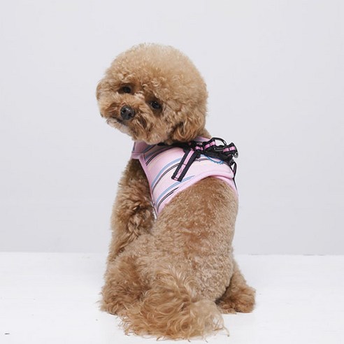 RealPet 강아지 더렌 스트라이프 조끼 하네스, PINK