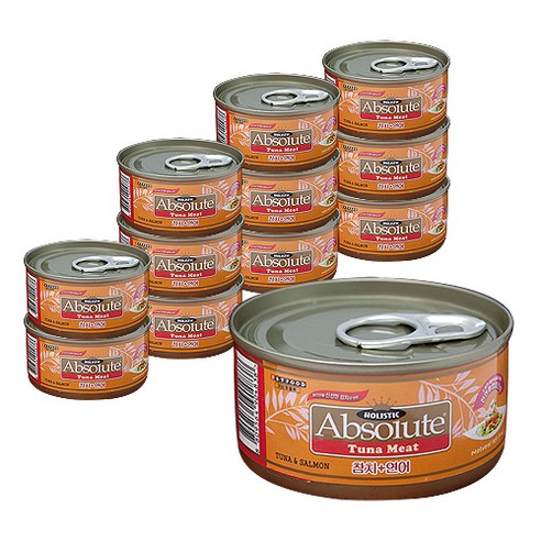 앱솔루트홀리스틱 고양이캔 80g, 참치 + 연어 혼합맛, 12개