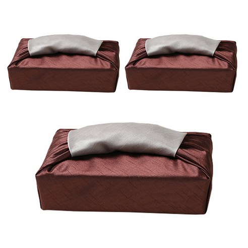 통샵 실크 겹 보자기 70 x 70 cm, 브라운 + 아이보리(106), 3개