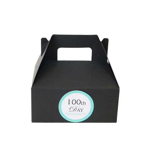 핸들 케이크 포장 상자 + 백일 스티커 세트, 상자(블랙), 스티커(파스텔민트), 100세트