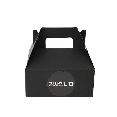 핸들 케이크 포장 상자 + 원형 감사합니다 스티커 세트, 블랙, 100세트