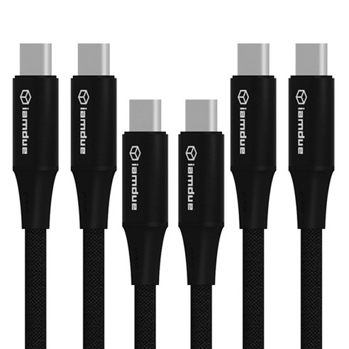 아이엠듀 USB PD C타입 고속충전 시폰 패브릭 케이블 50cm, 블랙, 3개, 0.5m