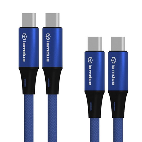 아이엠듀 USB PD C타입 고속충전 시폰 패브릭 케이블 120cm, 블루, 2개
